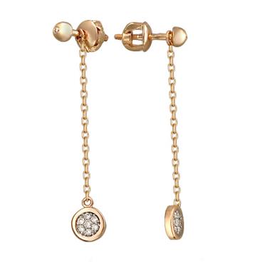 Золотые длинные серьги Эстет 01S617644W с бриллиантами 1 Золотые длинные серьги Эстет 01S617644W с бриллиантами 1