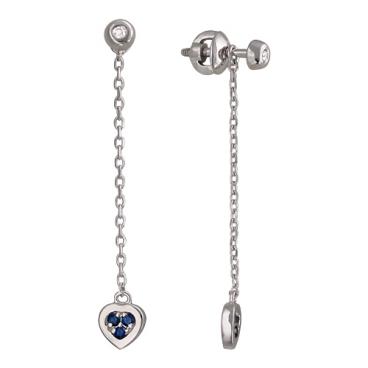 Длинные серьги из белого золота Эстет 01S627646W с бриллиантами, сапфирами 1 Длинные серьги из белого золота Эстет 01S627646W с бриллиантами, сапфирами 1