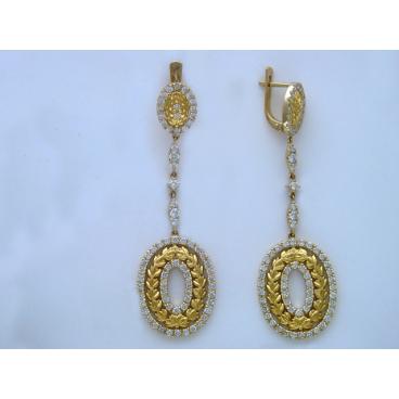 Золотые длинные серьги Эстет 01S683577 с бриллиантами 1 Золотые длинные серьги Эстет 01S683577 с бриллиантами 1