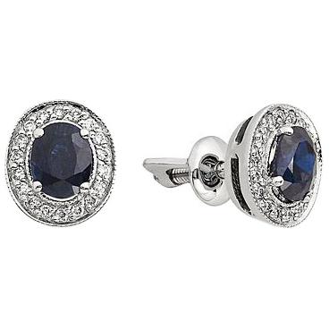 Серебряные серьги-пусеты (гвоздики) Национальное Достояние 02-0264/0GTS-00-nd с сапфирами, фианитами 1 Серебряные серьги-пусеты (гвоздики) Национальное Достояние 02-0264/0GTS-00-nd с сапфирами, фианитами 1