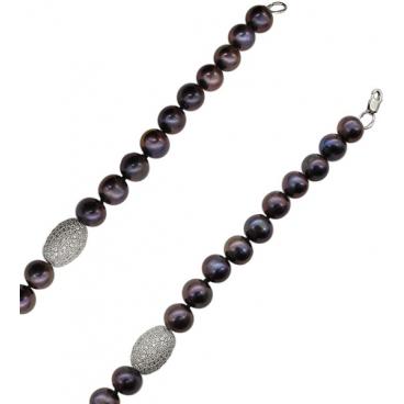 Ювелирный браслет из жемчуга De Fleur 024601A2D8 с фианитами 1 Ювелирный браслет из жемчуга De Fleur 024601A2D8 с фианитами 1