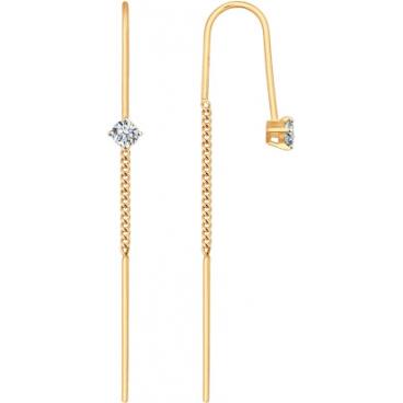 Золотые серьги-цепочки SOKOLOV 026852_s с фианитами 1 Золотые серьги-цепочки SOKOLOV 026852_s с фианитами 1