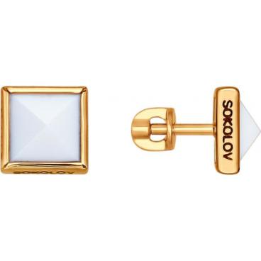 Золотые серьги-пусеты (гвоздики) SOKOLOV 027113_s с ситаллами 1
