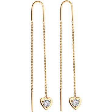 Золотые серьги-протяжки SOKOLOV 027601_s с фианитами 1 Золотые серьги-протяжки SOKOLOV 027601_s с фианитами 1