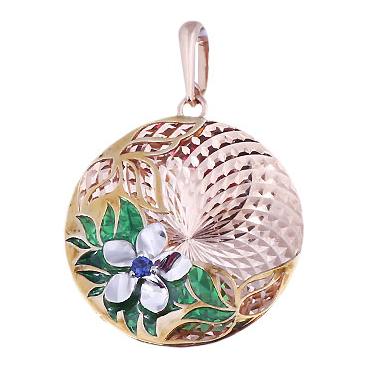 Золотой кулон Национальное Достояние 03-2517-00-404-1140-48-nd c эмалью, фианитом 1 Золотой кулон Национальное Достояние 03-2517-00-404-1140-48-nd c эмалью, фианитом 1