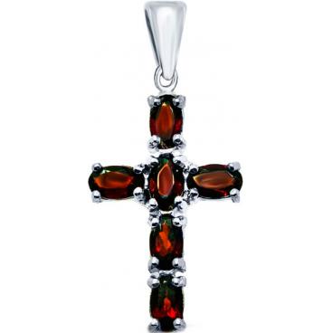 Серебряный декоративный крестик Silver Wings 030018-32 с гранатами 1 Серебряный декоративный крестик Silver Wings 030018-32 с гранатами 1