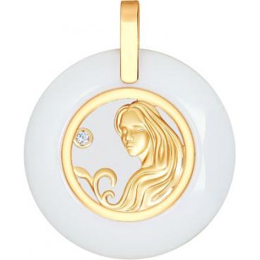 Золотой кулон СОКОЛОВ 034984_s c фианитом 1 Золотой кулон СОКОЛОВ 034984_s c фианитом 1