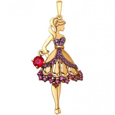 Золотой кулон SOKOLOV 035314_s c корундами 1