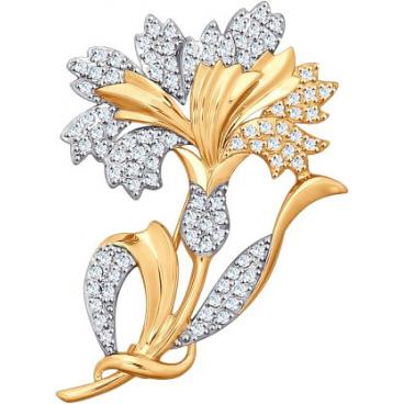 Золотая брошь SOKOLOV 040229_s c фианитом 1 Золотая брошь SOKOLOV 040229_s c фианитом 1