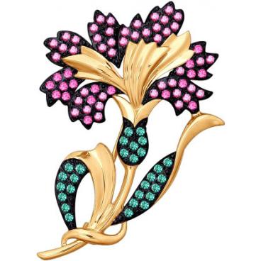 Золотая брошь SOKOLOV 040230_s c фианитом 1 Золотая брошь SOKOLOV 040230_s c фианитом 1