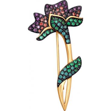 Золотая брошь SOKOLOV 040233_s c фианитом 1 Золотая брошь SOKOLOV 040233_s c фианитом 1