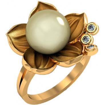 Золотое кольцо Leo Totti 1-240/1-36015 с жемчугом, бриллиантами 1 Золотое кольцо Leo Totti 1-240/1-36015 с жемчугом, бриллиантами 1