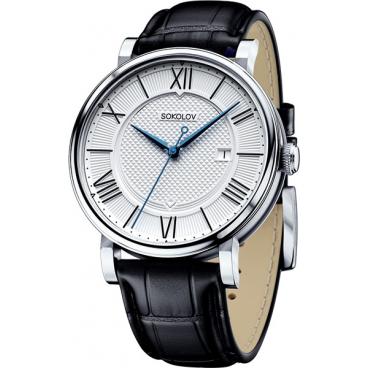 Мужские российские серебряные наручные часы SOKOLOV 101.30.00.000.01.01.3 1
