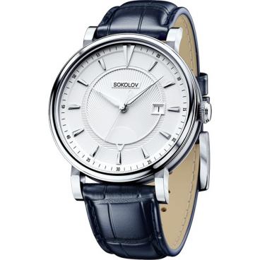 Мужские российские серебряные наручные часы SOKOLOV 101.30.00.000.06.03.3 1