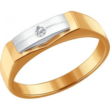Мужская золотая печатка перстень SOKOLOV 1010649_s с бриллиантом 1 Мужская золотая печатка перстень SOKOLOV 1010649_s с бриллиантом 1
