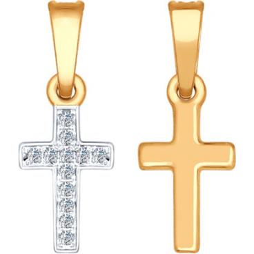 Женский декоративный крестик из красного золота с бриллиантами SOKOLOV 1030491_s 1 Женский декоративный крестик из красного золота с бриллиантами SOKOLOV 1030491_s 1