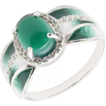 Серебряное кольцо Национальное Достояние 1031413085-1-nd с эмалью с фианитами, агатом 1