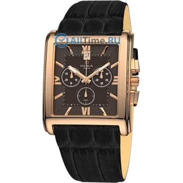 Мужские российские золотые наручные часы Ника 1064.0.1.63 с хронографом 1