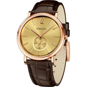 Мужские российские золотые наручные часы SOKOLOV 109.01.00.000.04.02.3 1