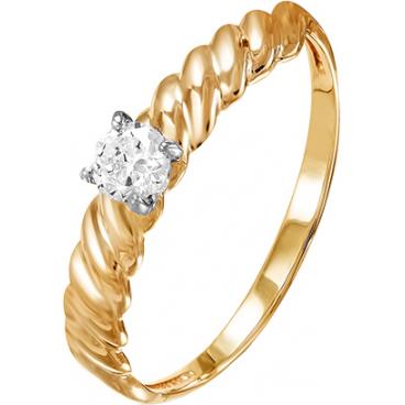 Золотое кольцо КЮЗ Дельта 114789-d с фианитом 1 Золотое кольцо КЮЗ Дельта 114789-d с фианитом 1
