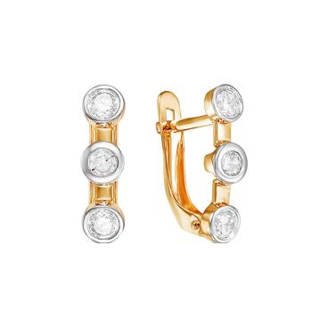 Золотые серьги КЮЗ Дельта 124533-d с фианитами 1 Золотые серьги КЮЗ Дельта 124533-d с фианитами 1