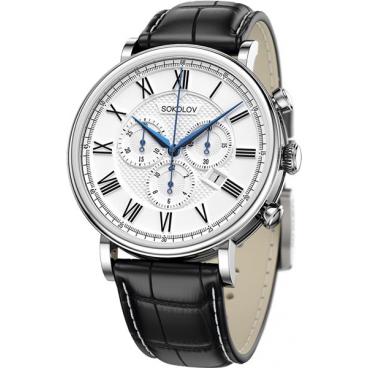 Мужские российские серебряные наручные часы SOKOLOV 125.30.00.000.01.01.3 с хронографом 1