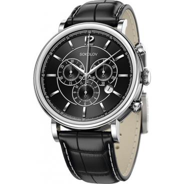 Мужские российские серебряные наручные часы SOKOLOV 125.30.00.000.04.01.3 с хронографом 1
