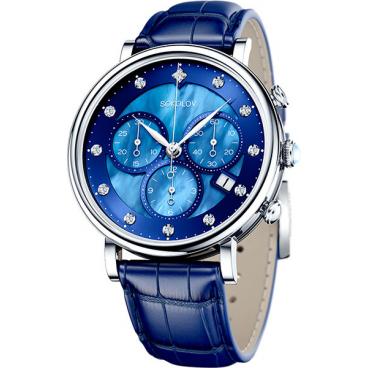 Женские российские серебряные наручные часы SOKOLOV 126.30.00.000.05.04.2 с хронографом 1