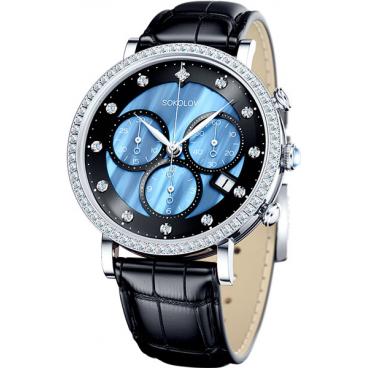 Женские российские серебряные наручные часы SOKOLOV 127.30.00.001.04.01.2 с хронографом 1