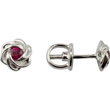 Серьги-пусеты (гвоздики) из белого золота Уральский ювелирный завод 2-02126-012 с рубинами 1 Серьги-пусеты (гвоздики) из белого золота Уральский ювелирный завод 2-02126-012 с рубинами 1