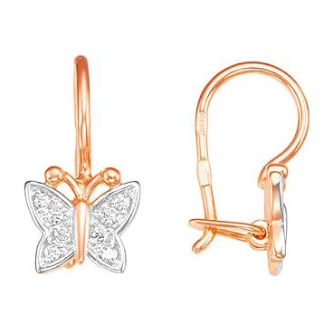 Детские золотые серьги Национальное Достояние 2-2532-nd с цирконием 1 Детские золотые серьги Национальное Достояние 2-2532-nd с цирконием 1