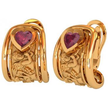 Золотые серьги Leo Totti 2-750/4-36003 с культивированными рубинами 1 Золотые серьги Leo Totti 2-750/4-36003 с культивированными рубинами 1