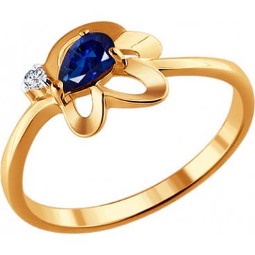 Золотое кольцо SOKOLOV 2010726_s с сапфиром, бриллиантом 1 Золотое кольцо SOKOLOV 2010726_s с сапфиром, бриллиантом 1