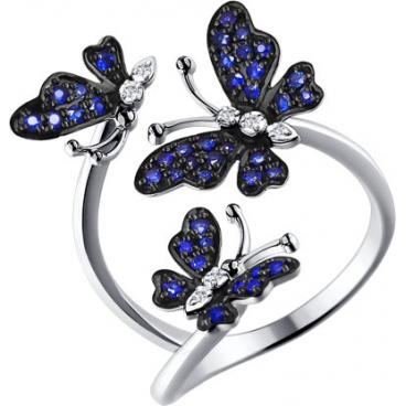 Кольцо из белого золота SOKOLOV 2011025_s с сапфиром, бриллиантами 1 Кольцо из белого золота SOKOLOV 2011025_s с сапфиром, бриллиантами 1