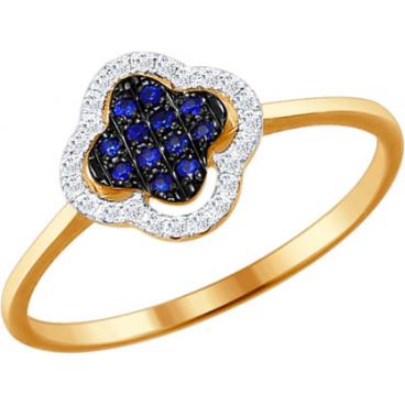 Золотое кольцо SOKOLOV 2011026_s с сапфирами, бриллиантами 1 Золотое кольцо SOKOLOV 2011026_s с сапфирами, бриллиантами 1