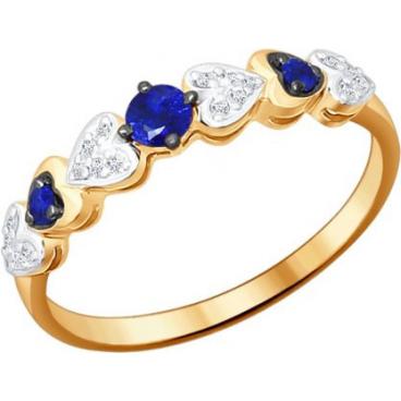 Золотое наборное кольцо SOKOLOV 2011030_s с бриллиантами, наносапфирами 1