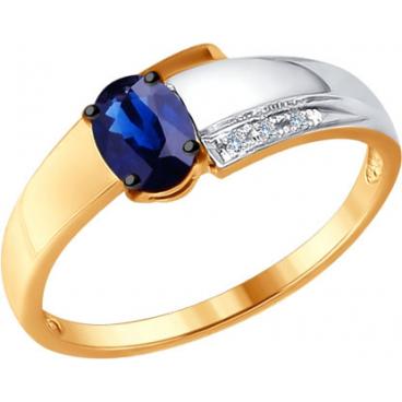 Золотое кольцо SOKOLOV 2011058_s с сапфиром, бриллиантами 1 Золотое кольцо SOKOLOV 2011058_s с сапфиром, бриллиантами 1