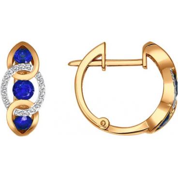 Золотые серьги кольца конго SOKOLOV 2020671_s с сапфирами, бриллиантами 1 Золотые серьги кольца конго SOKOLOV 2020671_s с сапфирами, бриллиантами 1