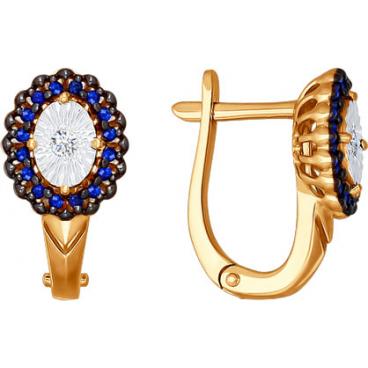 Золотые серьги SOKOLOV 2020797_s с бриллиантами, наносапфирами 1