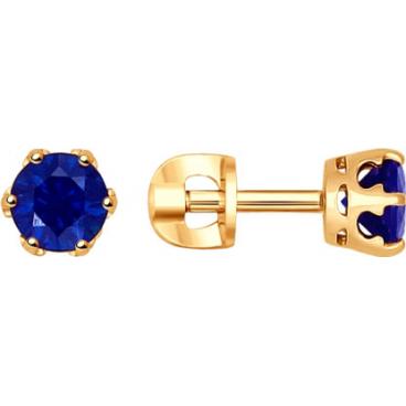 Золотые сережки-пусеты (гвоздики) с сапфиром SOKOLOV 2020845_s 1 Золотые сережки-пусеты (гвоздики) с сапфиром SOKOLOV 2020845_s 1