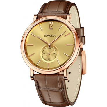 Мужские российские золотые наручные часы SOKOLOV 209.01.00.000.04.03.3 1