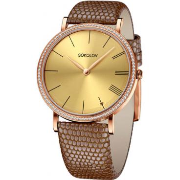 Женские российские золотые наручные часы SOKOLOV 210.01.00.001.03.03.2 1