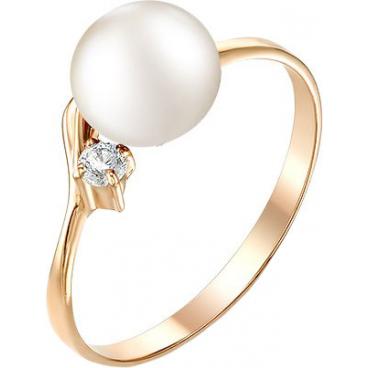 Золотое кольцо De Fleur 21006A1 с жемчугом, фианитом 1 Золотое кольцо De Fleur 21006A1 с жемчугом, фианитом 1