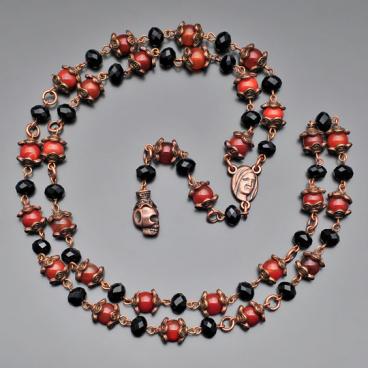 Колье бусы с подвесками Rico La Cara 2126-rlc с сердоликом, стеклярусом 1