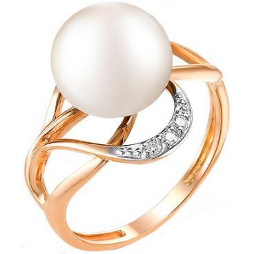 Золотое кольцо De Fleur 21405A1 с жемчугом, фианитами 1 Золотое кольцо De Fleur 21405A1 с жемчугом, фианитами 1