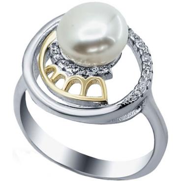 Серебряное кольцо Silver Wings 21SET9708gp-113-239 с жемчугом, цирконием 1 Серебряное кольцо Silver Wings 21SET9708gp-113-239 с жемчугом, цирконием 1