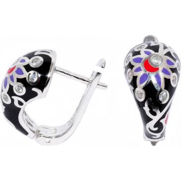 Серебряные серьги Silver Wings 22XJT-0375-Eb-59 с эмалью, цирконием 1 Серебряные серьги Silver Wings 22XJT-0375-Eb-59 с эмалью, цирконием 1