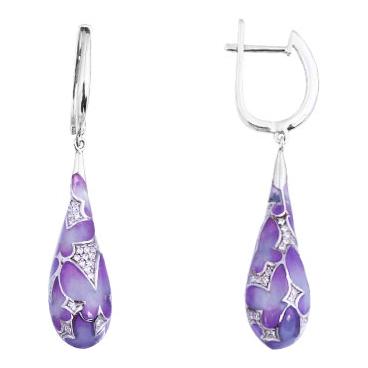 Серебряные длинные серьги Национальное Достояние 2452920010-nd с эмалью, фианитами 1 Серебряные длинные серьги Национальное Достояние 2452920010-nd с эмалью, фианитами 1