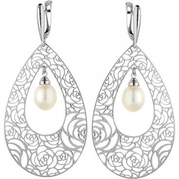 Серебряные длинные серьги Национальное Достояние 2526250/9-nd с жемчугом 1 Серебряные длинные серьги Национальное Достояние 2526250/9-nd с жемчугом 1