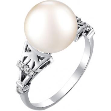 Серебряное кольцо De Fleur 27085S1 с жемчугом, фианитами 1 Серебряное кольцо De Fleur 27085S1 с жемчугом, фианитами 1